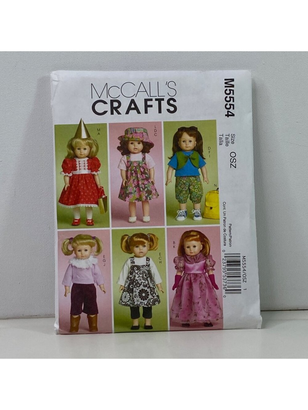 McCalls Crafts 18 Inch Doll Sewing Pattern M5554 Uncut Party & Casual Attire